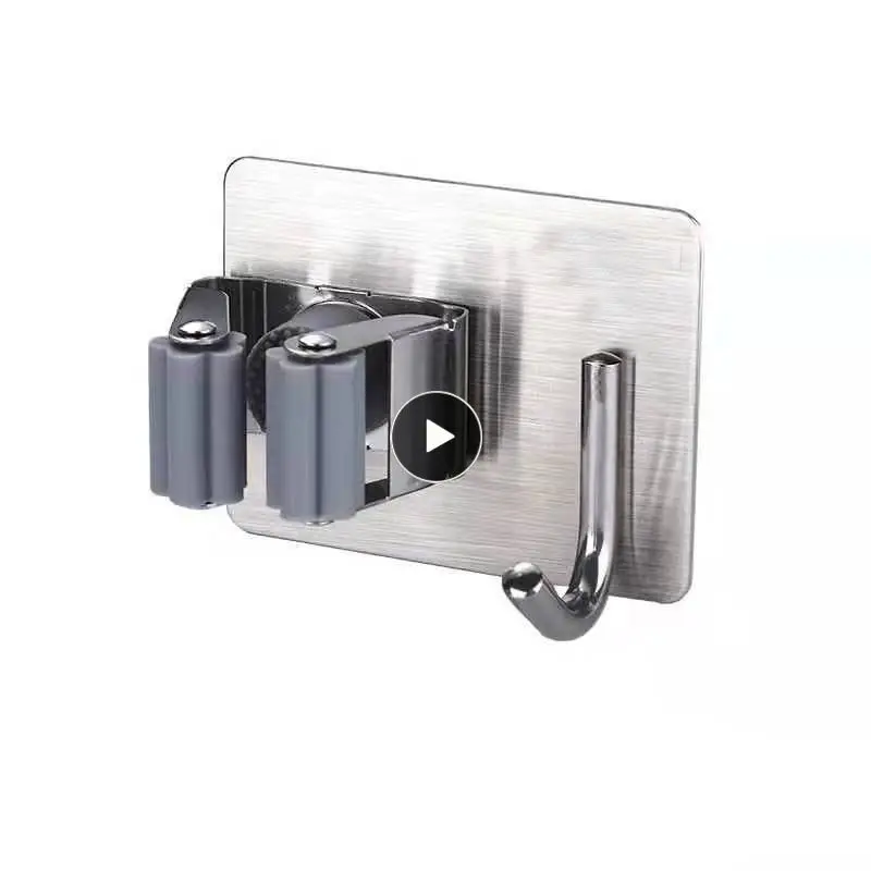 

Bathroom Mop Hook Mop Hook Stainless Steel Mop Clip Brush Broom Hanger Mop Storage Rack Bathroom Suction Hanging Pipe Hooks