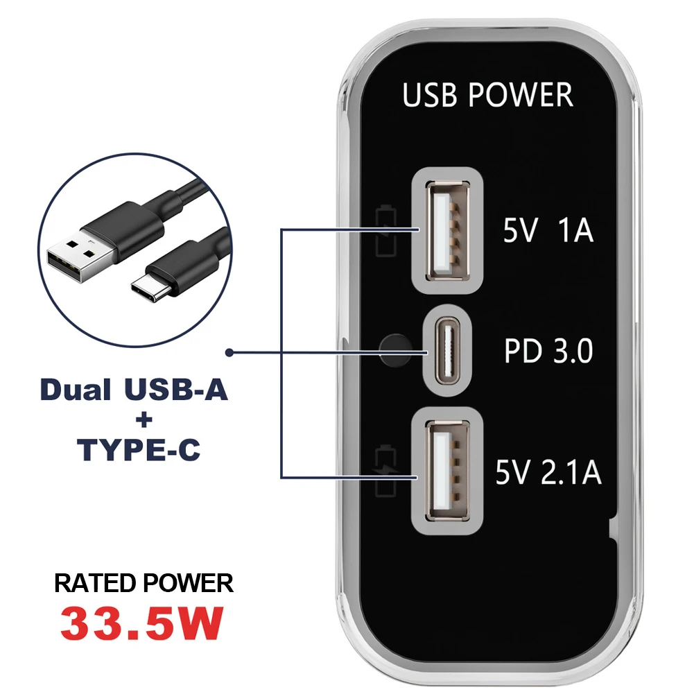 

Автомобильное зарядное устройство с 3 USB-портами, 24 Вт, а