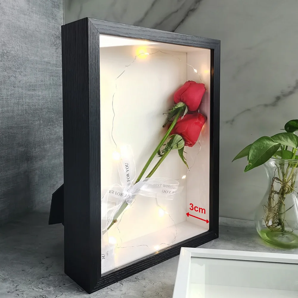 Frames Bouquet Display Flower Case Depth 3cm Wooden Photo Frame For Displaying Three-dimensional Gift
