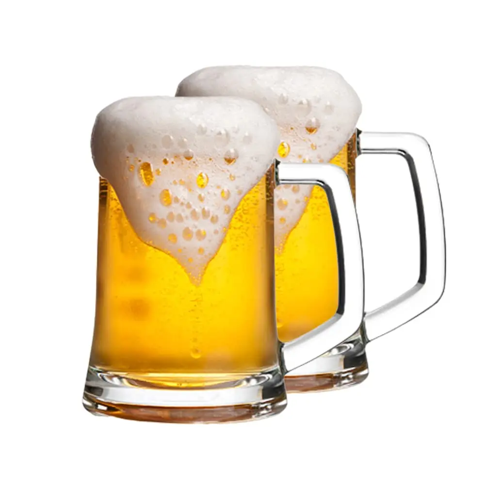 

Пивные бокалы для паба, 500 мл, набор из 2 штук для дома, однотонные тяжелые большие бокалы с ручкой, традиционное пиво, искусственное пиво, иде...