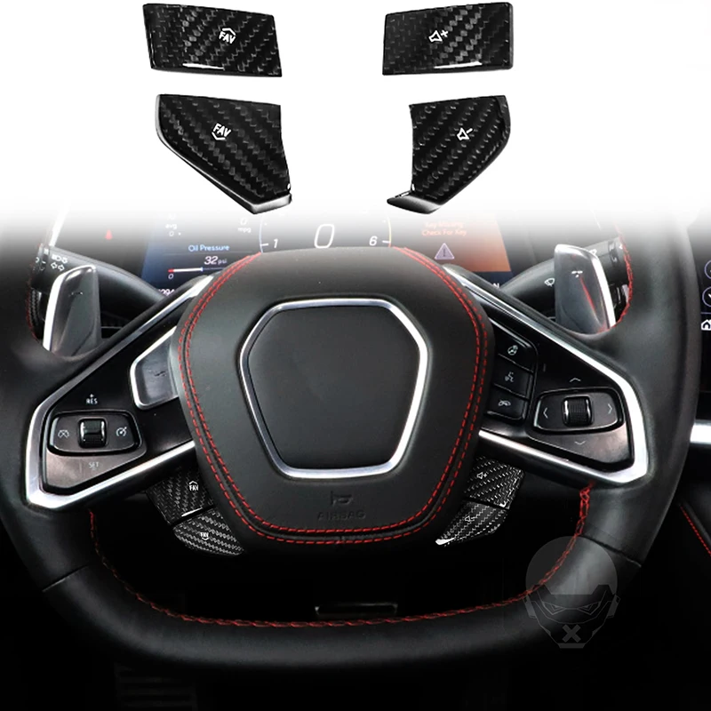 

Декоративный чехол на руль и медиапуговицу из углеродного волокна для Chevrolet Corvette C8 2020-2021, аксессуары для интерьера автомобиля