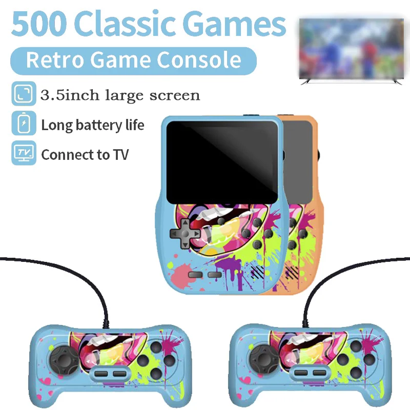 

Handheld game console 3.5-inch portable retro video game console with 520 game handles for two-player game boy gifts