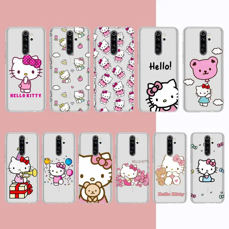 

Cute cartoon hello Cat Phone Case for Samsung S20 S10 lite S21 plus for Redmi Note8 9pro for Huawei P20 Clear Case