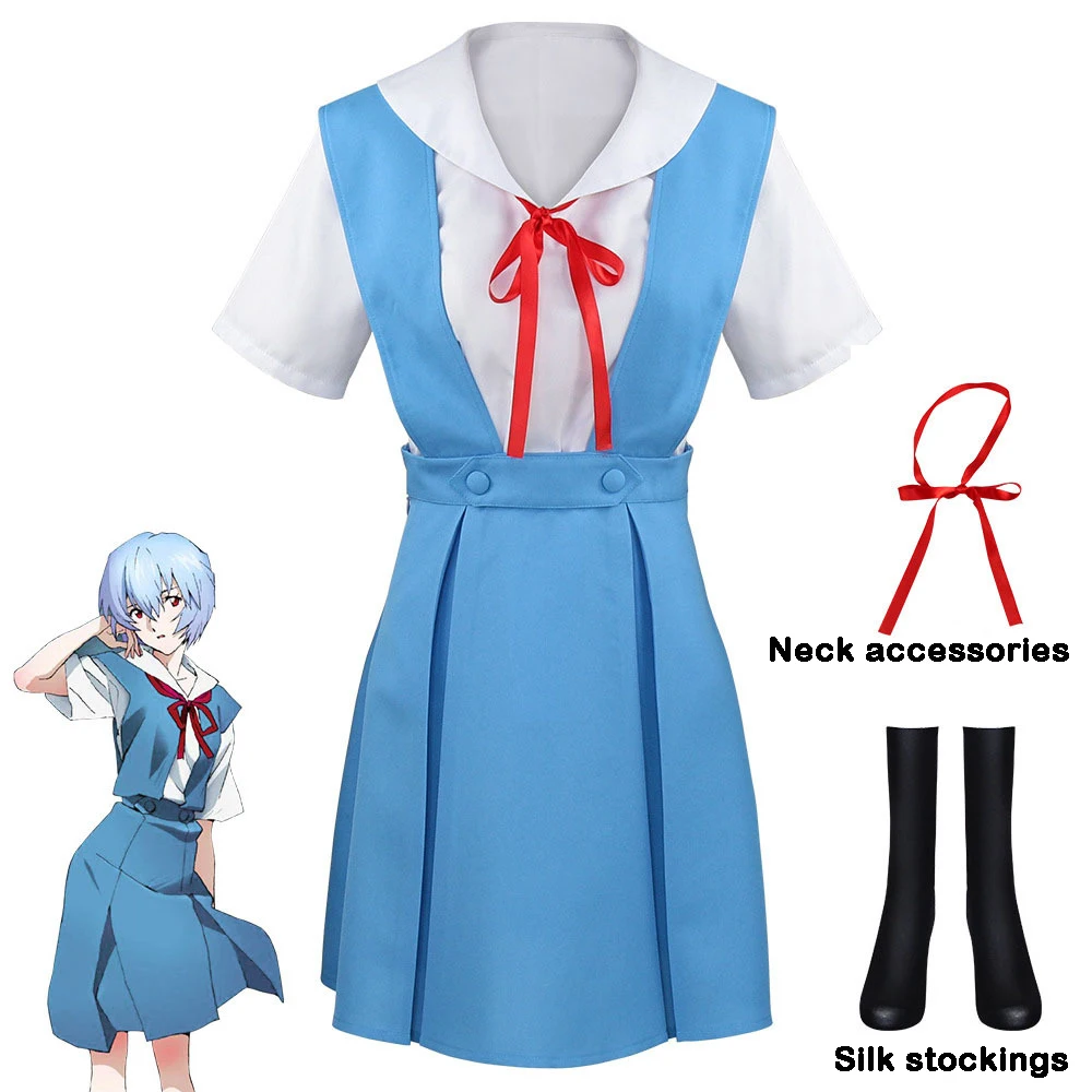 

New Century Gospel Warrior Cosplay Ayanami Rei School Uniform Summer Women's Wig Halloween Performance Costume Stage Performance