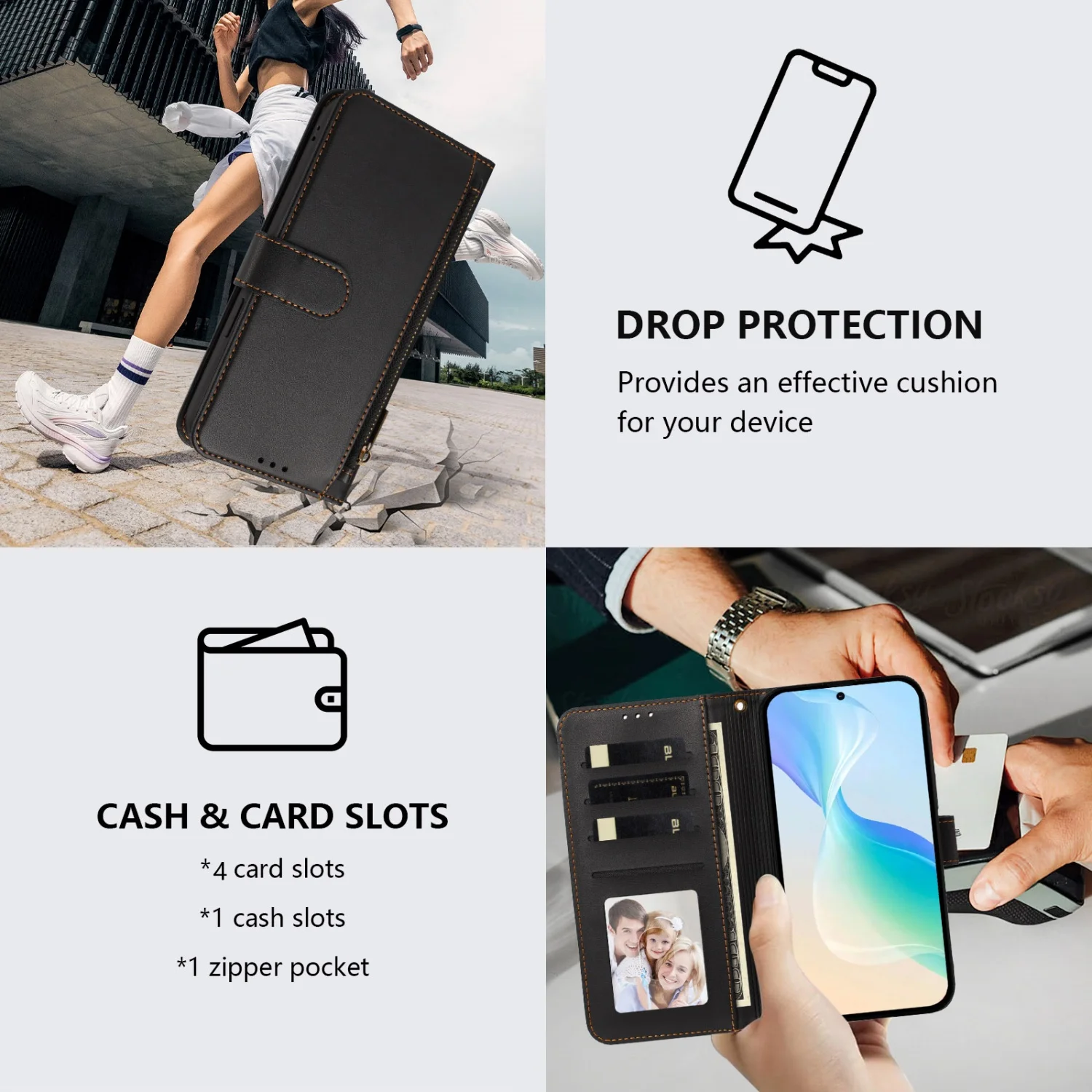Кожаный чехол-кошелек на молнии для Xiaomi POCO X8 X7 X6 X5 X4 X3 NFC, флип-чехол с RFID-защитой, книжка-кейс для телефонов Xiaomi Poco F3 F5 F6 F7 F8 Pro (art.: 3920dc4711ffd) - 3920dc4711ffd