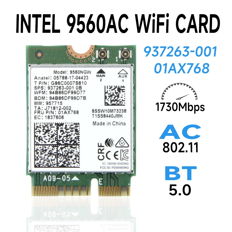 Новая Двухдиапазонная Беспроводная AC 9560 9560NGW AC9560 для Intel 9560ngw 802.11ac NGFF 2,4G/5G 2x2 Wi-Fi Карта Bluetooth 5,0 NGFF /M.2