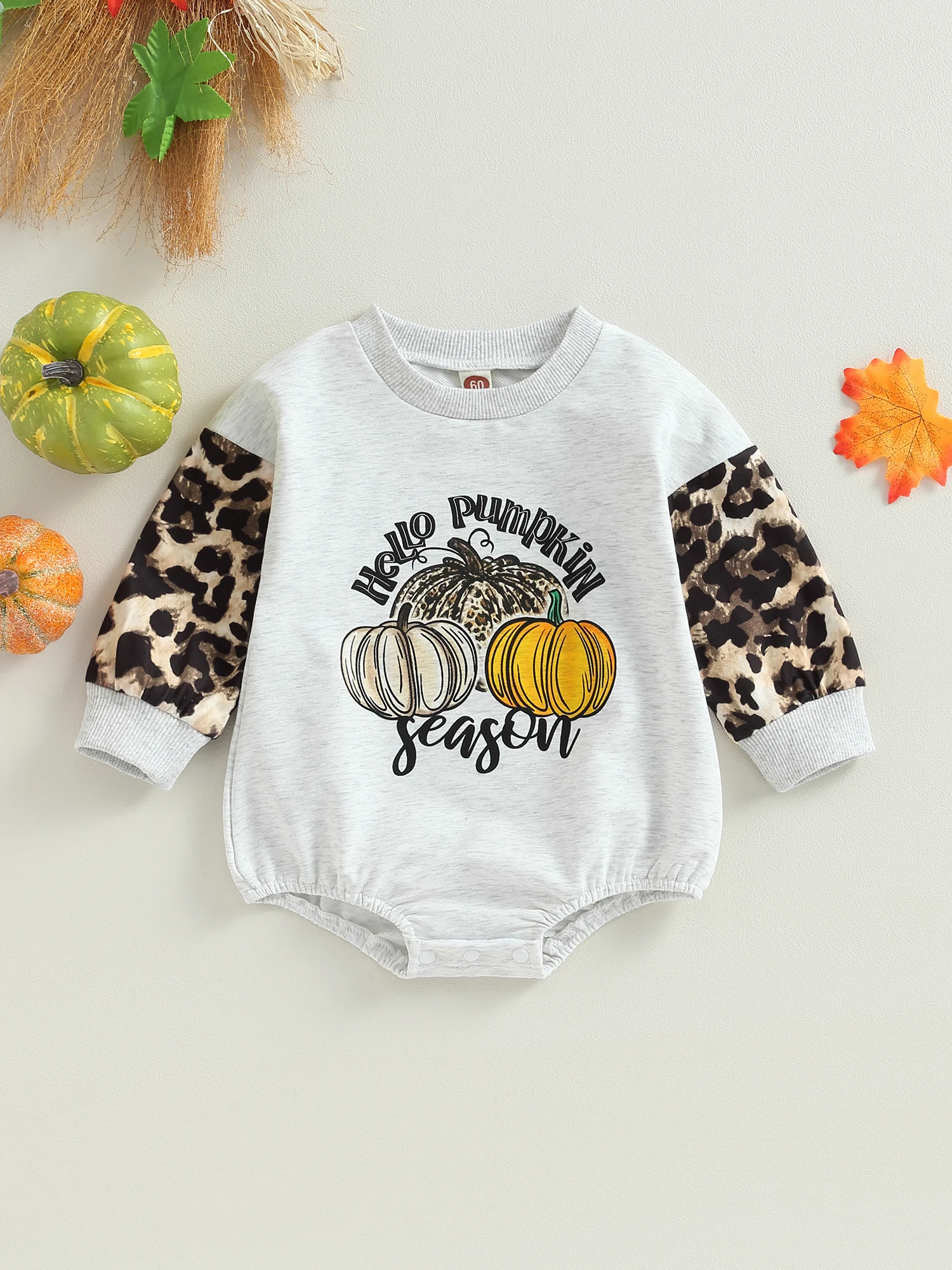 

Qtinghua Halloween Toddler Infant Baby Girl Boy Outfit Pumpkin Sweatshirt Oversized Crewneck Sweater Romper Fall Winter Clothes