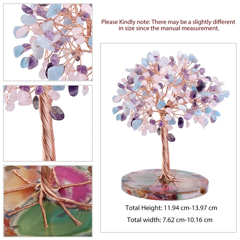 7 чакр Исцеляющие кристаллы дерево лист проволока обернутый на натуральный агат