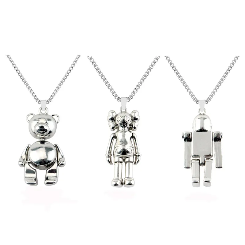 Модные аксессуары из нержавеющей стали с милым медведем для женщин и мужчин