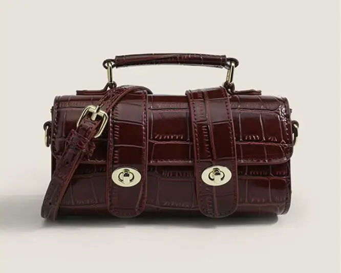 

Классическая Ретро сумка, женская сумка, новинка 2022, сумка через плечо, модная трендовая универсальная Бостонская сумка с крокодиловым узор...