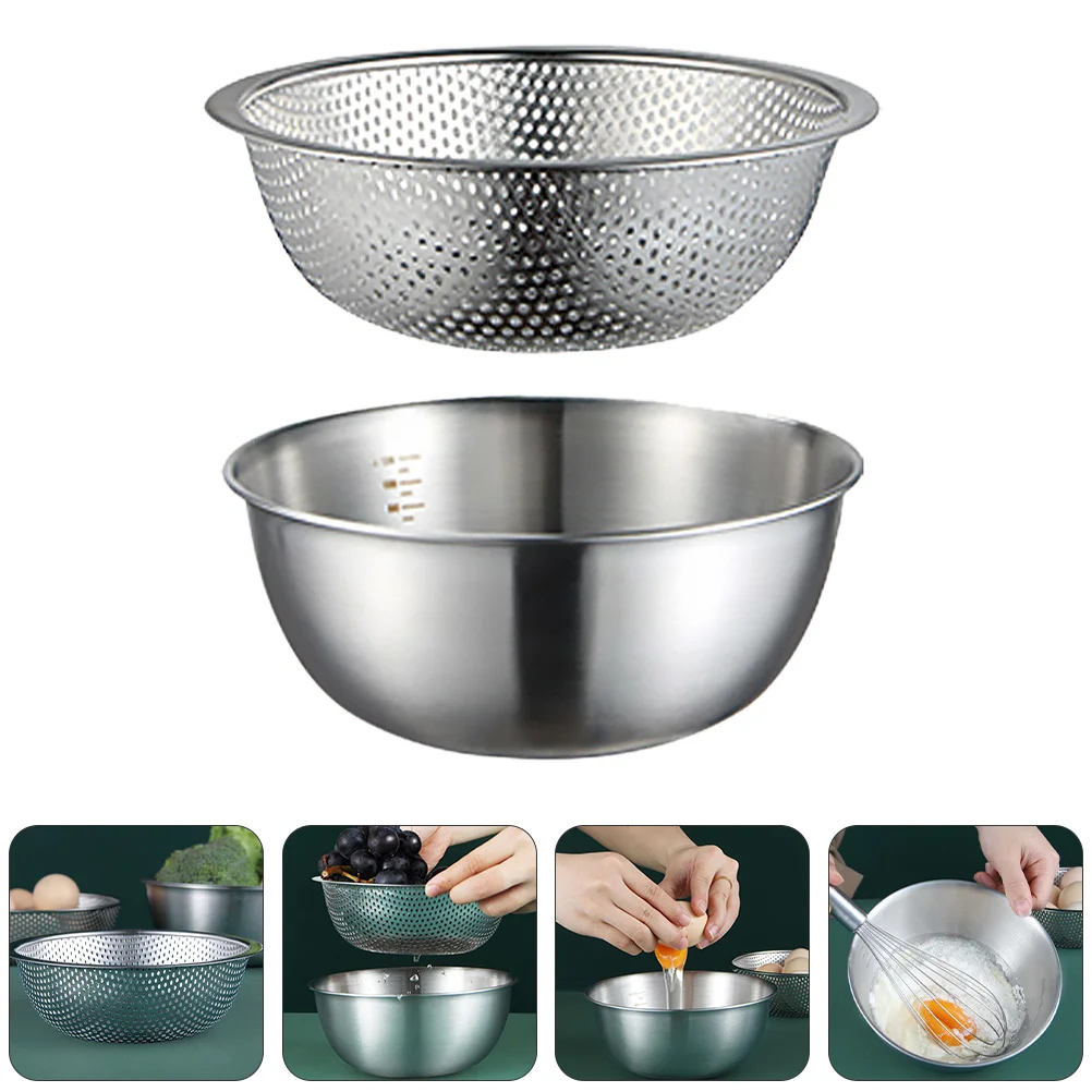 

Bowl Washing Steel Strainer Stainless Basket Kitchen Bowls Colander Vegetable Drainer Fruit Rice Basin Drainage Drain Mixing