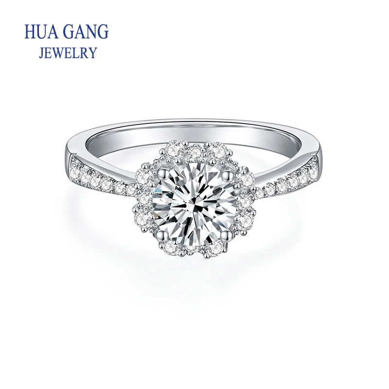 

High Quality Moissanite Jewelry 925 Sterling Silver 1ct 2ct VVS Diamond Engagement Moissanite Rings for Women