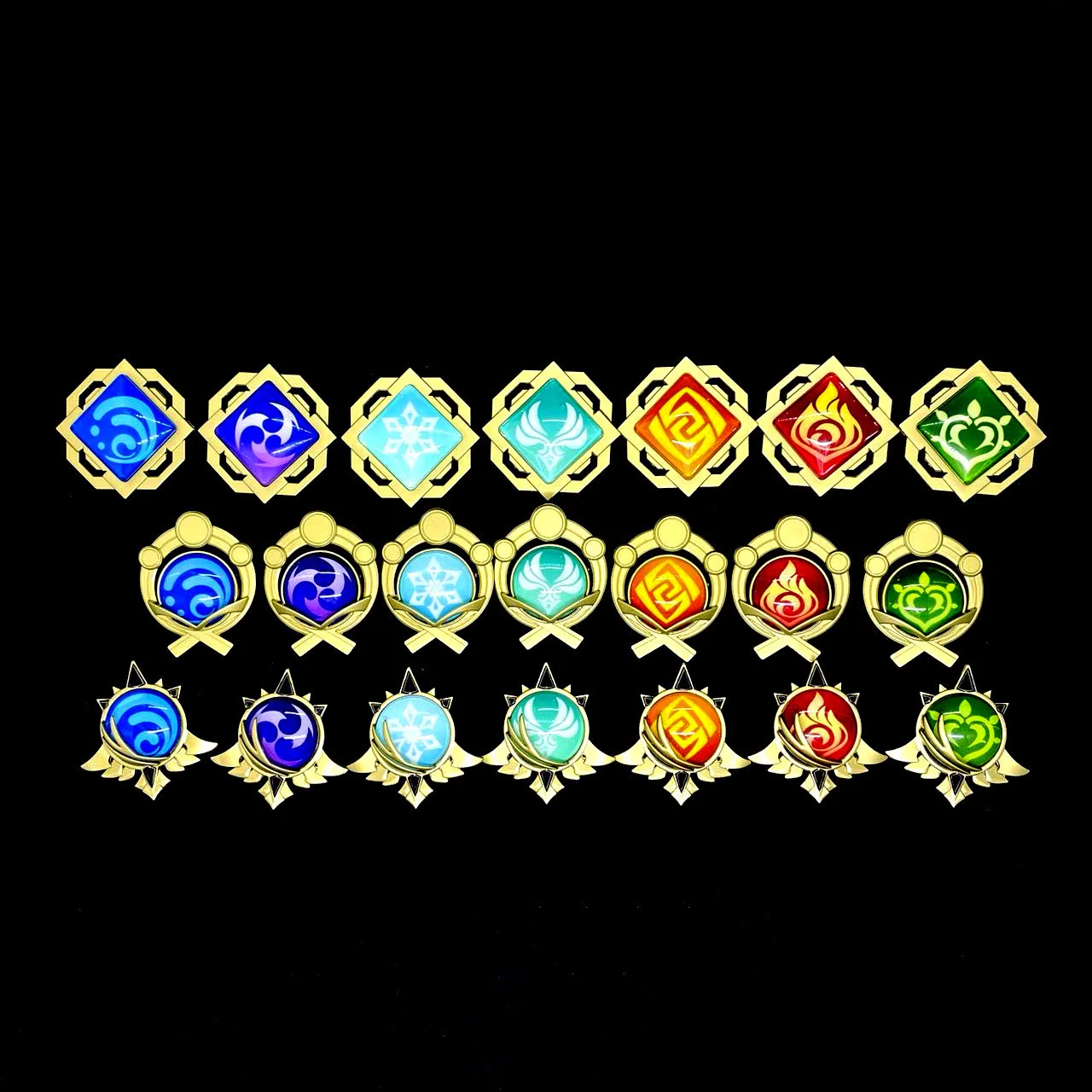

Game Genshin Impact Vision Lnazuma Ganyu Keqing Wendi Xiao breastpin 7 Element Weapons Eye Of Original God Toy breastpi