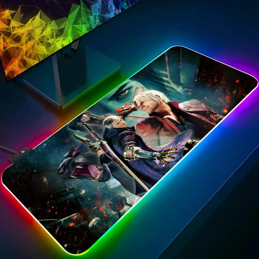 Игровой коврик для мыши D-Devil May Cry 5 RGB светящийся персональный рисунок