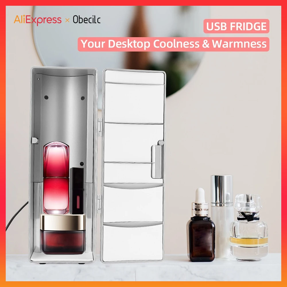 

Mini USB Fridge Drink Beer Cooler Cosmetic Refrigerator Potable Mini Fridge Cold & Hot Drink Preservation Travel Home Car Use