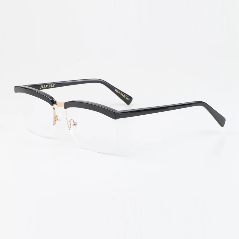 Basames Vintage Half Rim Glasses Frames for Men and Women Semi-rimless Eyeglasses Tom Hardy Male Spectacles Prescription Lenses