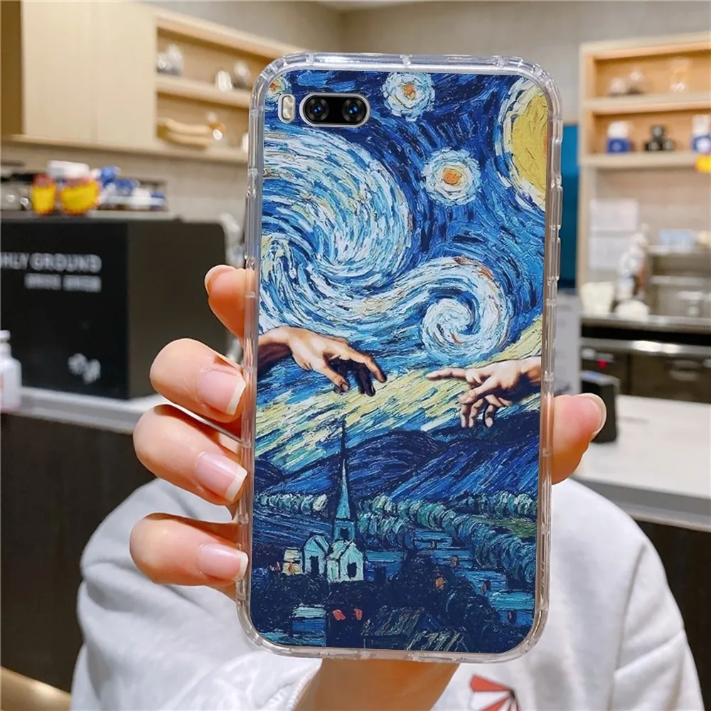 V-Van Gogh Starry Sky Art Phone Case For Huawei Mate P10 P20 P30 P40 P50 Smart Z Honor 50 60 70 Pro Lite Transparent