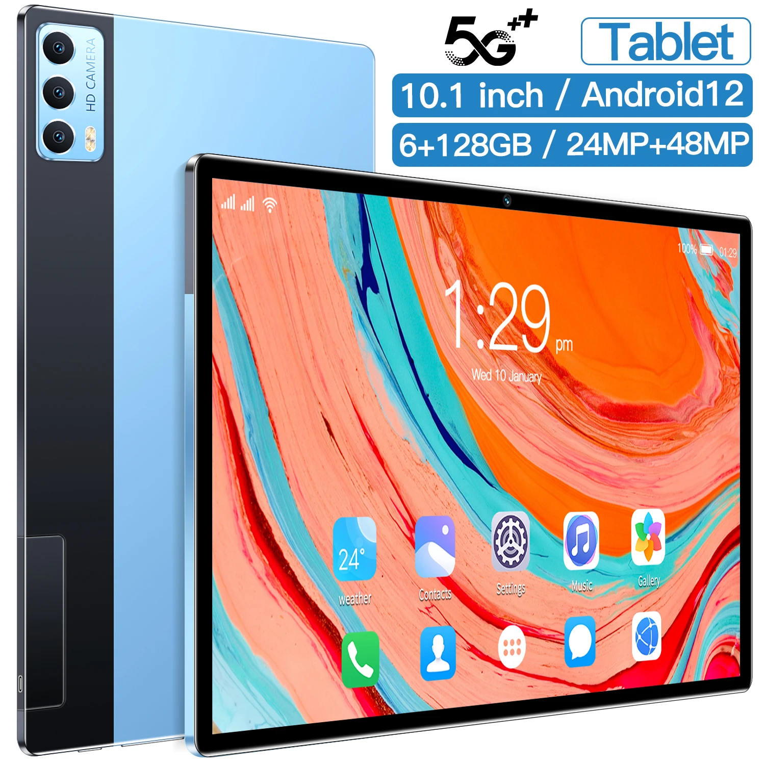 

New 10 Inch Tablet Pc Octa Core 8GB+128GB Android 12 Google Play Dual SIM Phone Call Bluetooth WiFi Tablets 10.1 Inch Tablette