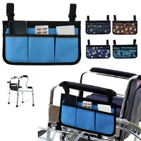 wheelchair armrest side storage bag 600d oxford cloth with reflective strips home office chair multi pocket utility bag