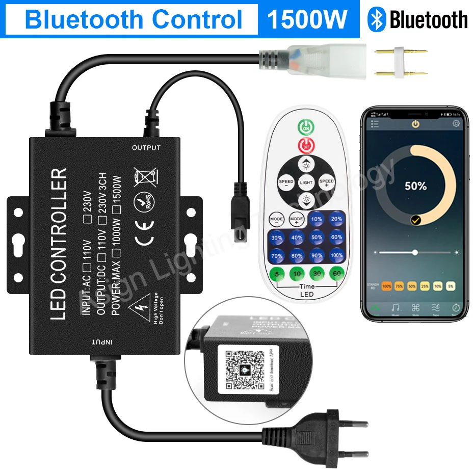 2 игольчатые светодиодные лампы с контроллером 220V 750W 1500W монохромные неоновые