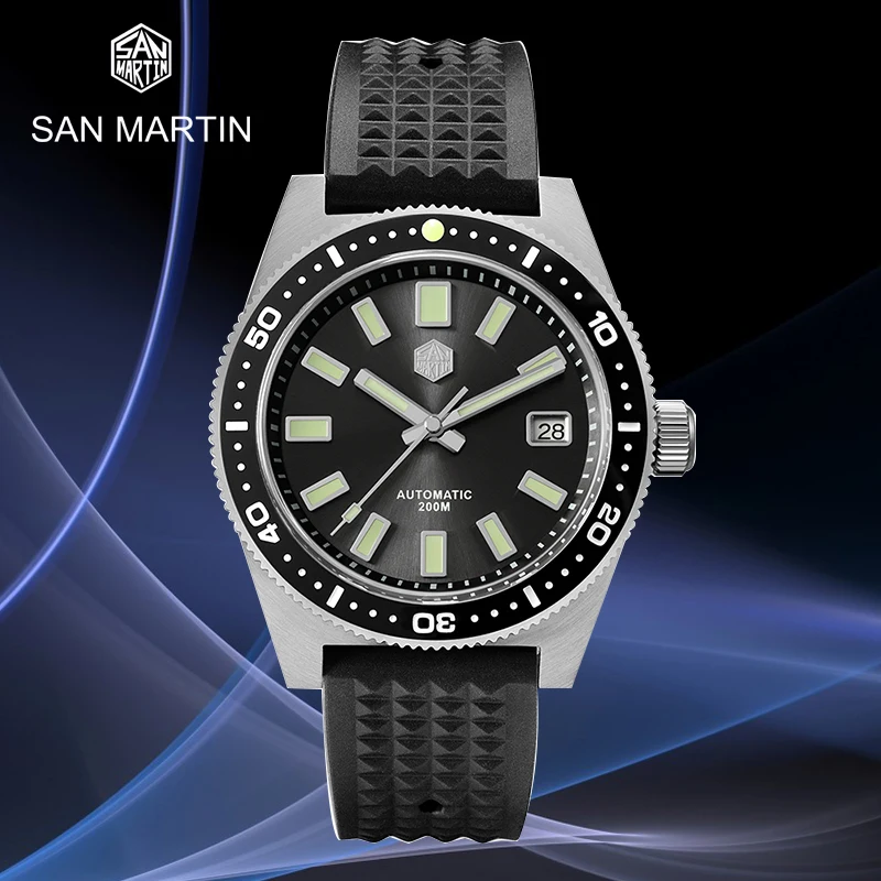 

San Martin Mens Diver Watches Men Automatic Watch 62mas Mechanical Wristwatch 200M Waterproof Luminous Ceramic Bezel NH35 Watch
