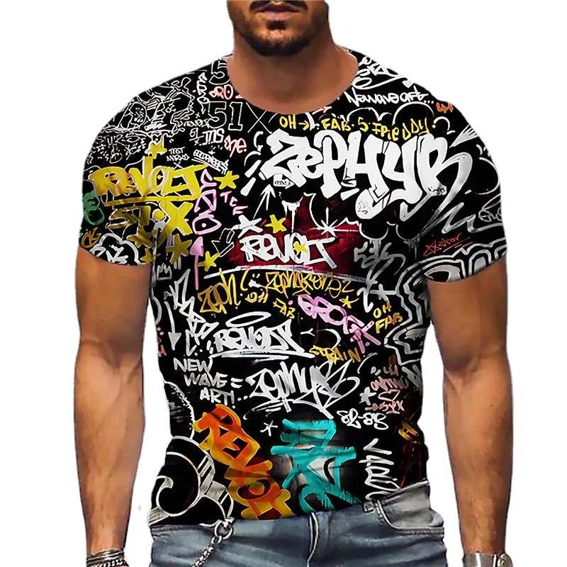 

2023 Men's T Shirts 3d Graffiti Printed T-shirts for Men Summer Casual Fashion O-neck Short Sleeves Loose Oversized Tshirts Tees