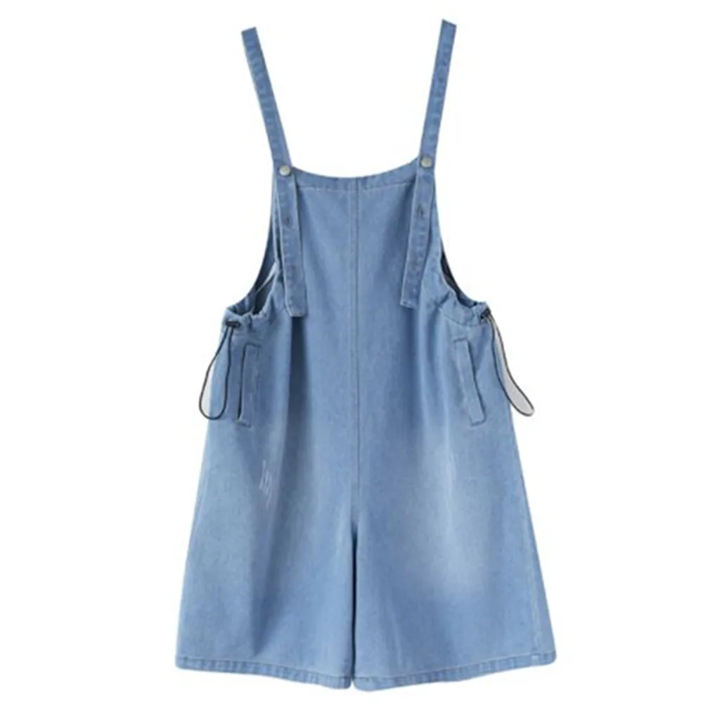 

Denim Rompers Womens Jumpsuit Shorts Jeans Overalls 2022 Summer Sleeveless Loose Suspender Shorts Pockets Wide Leg Pants