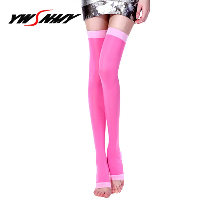 

Hot Sale Cute Pink Women Varicose Compression Stockings Toe Elastic Stovepipe Legs Sleep Legs Pressure Open Toe Stockings