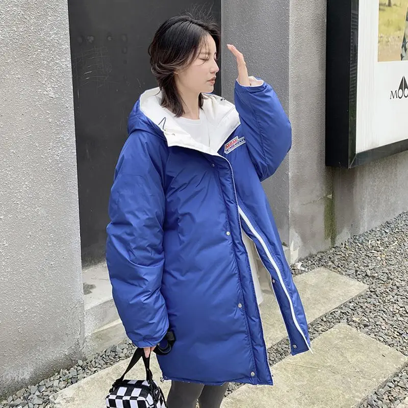 New Winter Coats for Women Parkas Jackets Hooded Cotton Padded Jacket Korean Fashion Double Side Wearable Outerwear Brand