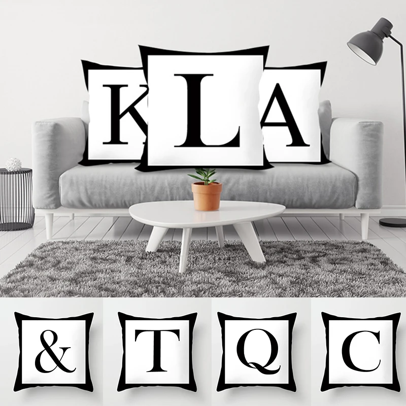 

Letter Printed Pillowcase Around Symbol Sofa Cushion Cover Peach Skin Waist Pillowcase Comfortable Pillow Cover Home Textile