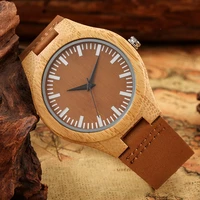 men wooden watches minimalist brown dial scale fashion casual leather band quartz wristwatch gift for boyfriend reloj de madera
