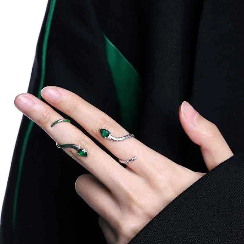 

Aesthetic Snake Punk Rings For Women Y2k Accessories Designer Adjustable Stainless Steel Ring Women Cosplay Anime Jewelry Sets