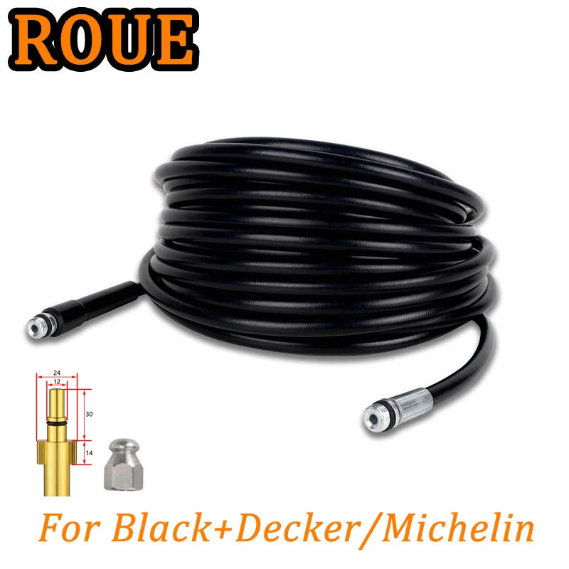 ROUE Auto Sewer Cleaning Water Pressure Hose For AR/Black+De