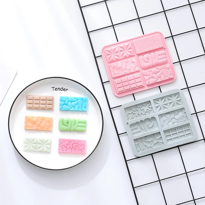 

6 Holes Cake Fondant Chocolate Soap Mould Rectangle Shaped Silicone Mold Biscuit Cookie Baking Pan Kitchen Bakeware Accessories