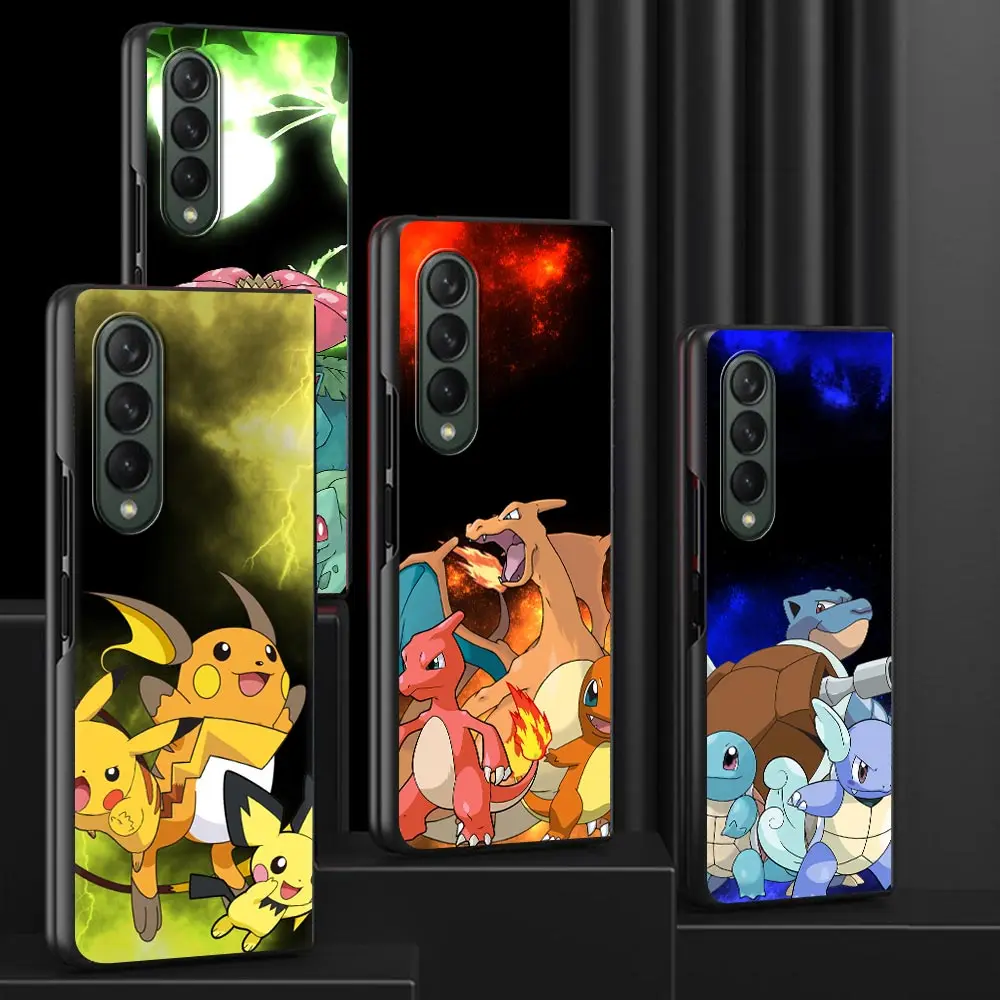

Case for Samsung Galaxy Z Fold 3 4 5G Luxury Funda Cover for galaxy zfold4 zfold3 Phone Shell Coque Pokemon Art Charmander