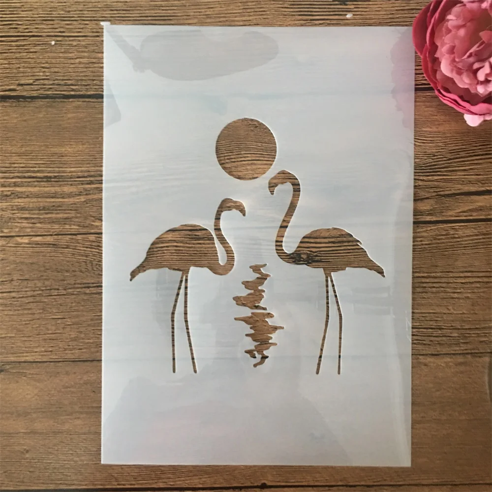 

A4 29cm Flamingo Lover River DIY Layering Stencils Wall Painting Scrapbook Coloring Embossing Album Decorative Template