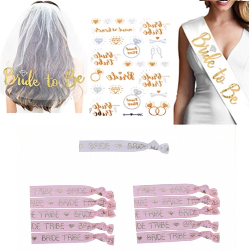 Золотая короткая свадебная фата для невесты пояс девичника вечеринки свадебный