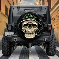skull weeds spare tire cover with or without backup camera hole spare tire cover for jeep camping 2022 bronco tire covers re