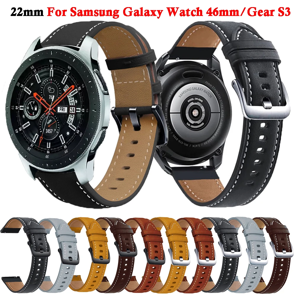 

Ремешок кожаный для Samsung Galaxy Watch 46 мм/3 45 мм, классический браслет для наручных часов Gear S3 Frontier, 22 мм