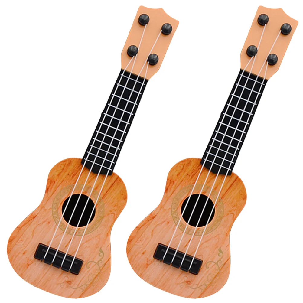 

2 Pcs Mini Ukulele Small Guitar Model Beginner Models Boy Toddler Musical Instrument Toys Plastic Simulation Ukuleles Child