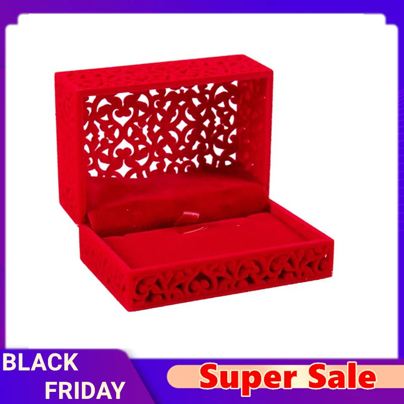 

Hollow Engagement Wedding Jewelry Box Holder Display Gift Pendants Box Red