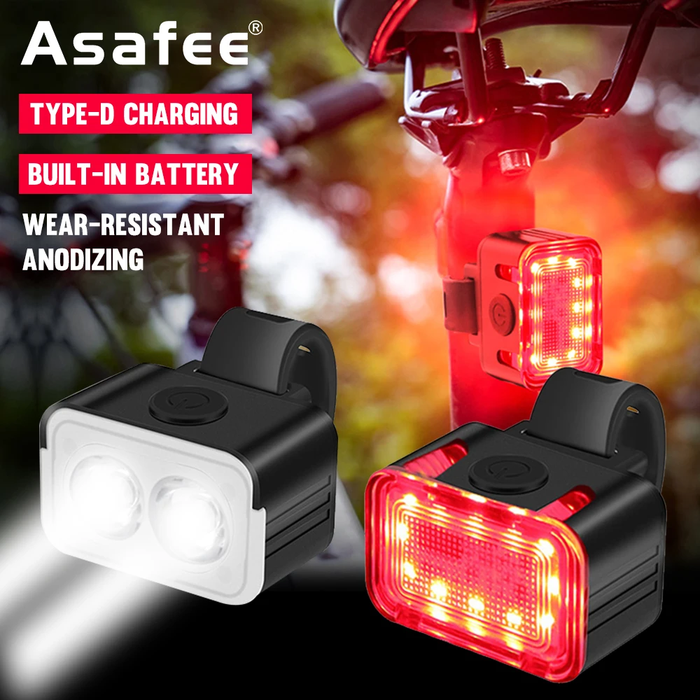 

Asafee Lighting Mode Model Bicycle Front Tail Light USB Rechargeable LED Bicycle Light Aluminum Alloy IPX6 Waterproof Car Light