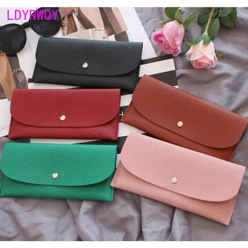 2023 New Fashion Korean Litchi Pattern Simple Ultra thin Long Women's Wallet Retro Handbag Zero Wallet Card Bag