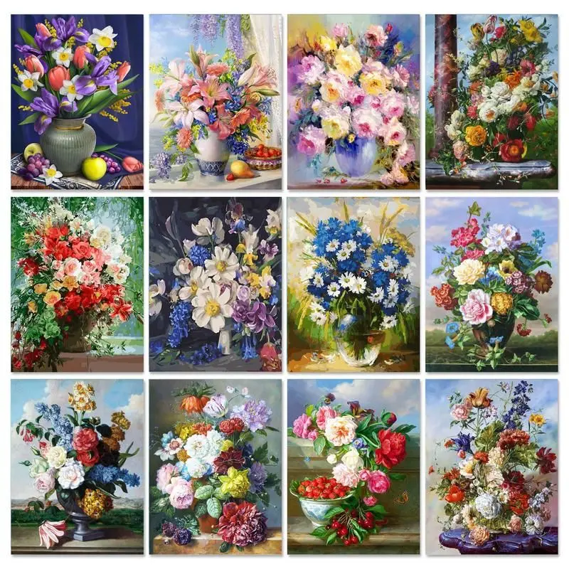 

GATYZTORY Pictures By Numbers Flower Boutique Frame Painting By Numbers 60x75cm On Canvas DIY Home Decoration DIY Gift