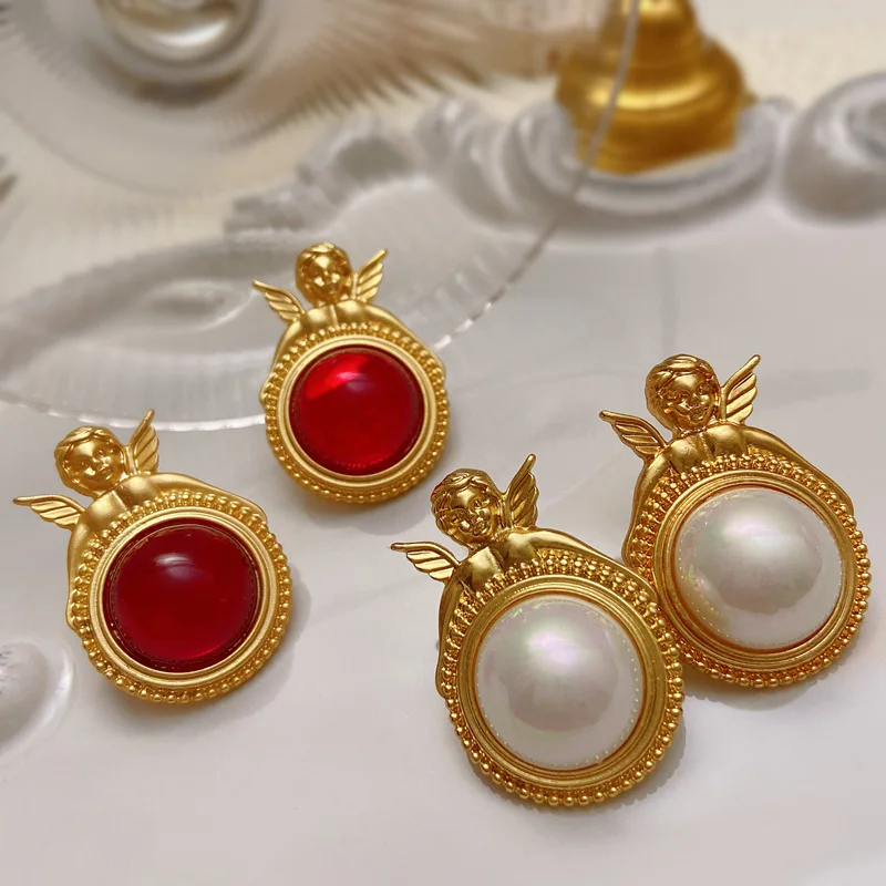 

Женские винтажные серьги-гвоздики с латунным покрытием и жемчугом