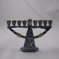 sterling silver enamel filigree menorah candlestick ed 0230