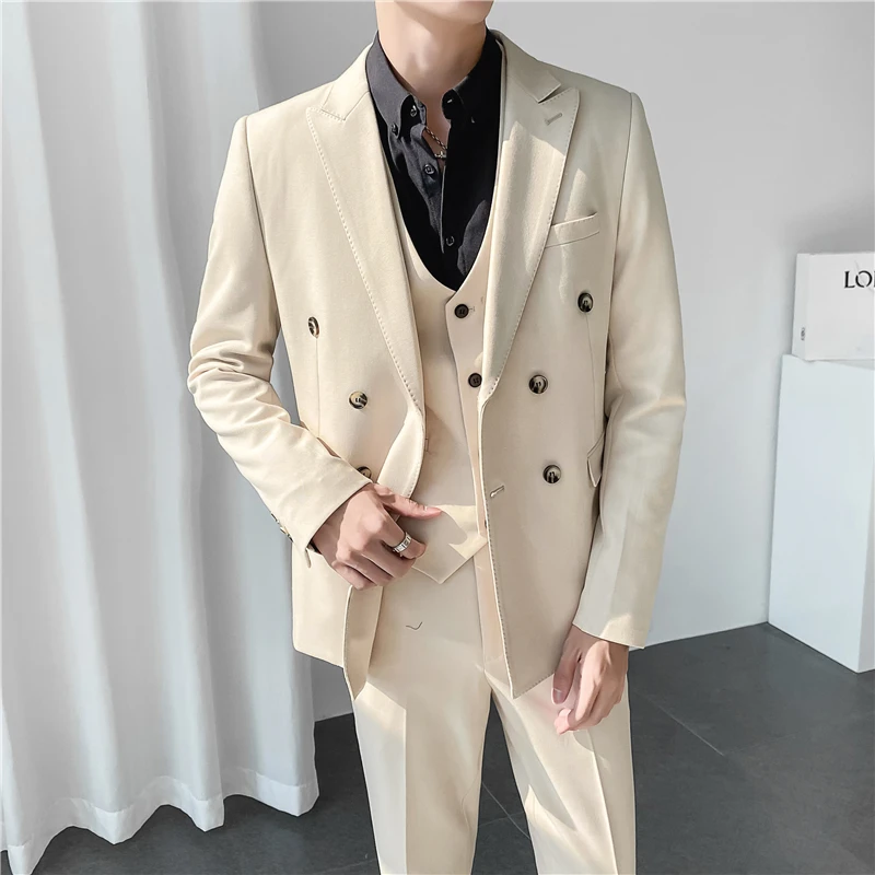 

(Пиджак + брюки + жилет) новый костюм для мужчин популярная одежда роскошный костюм для вечевечерние мужской костюм для шафера классический костюм смокинг