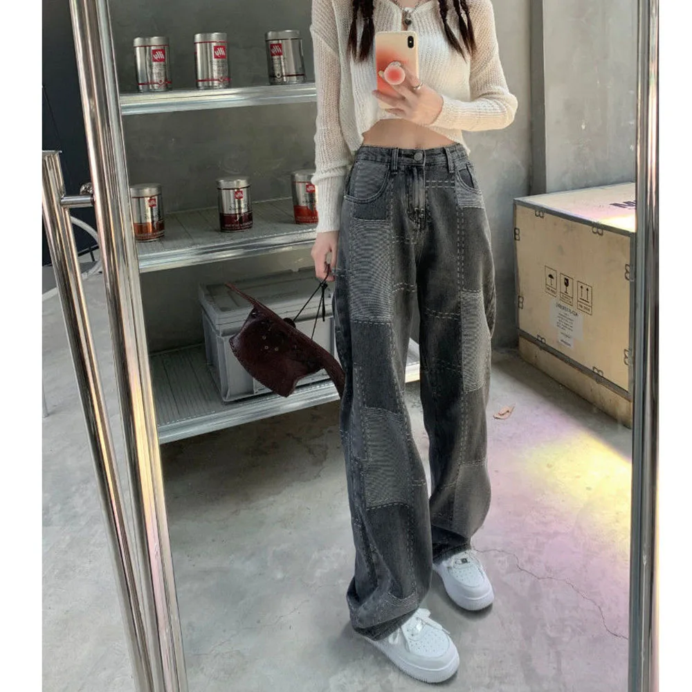 

Chic Streetwear Baggy Denim Pants For Women Straight Loose Casual Women Jeans Trousers Summer Female Jeans Pants