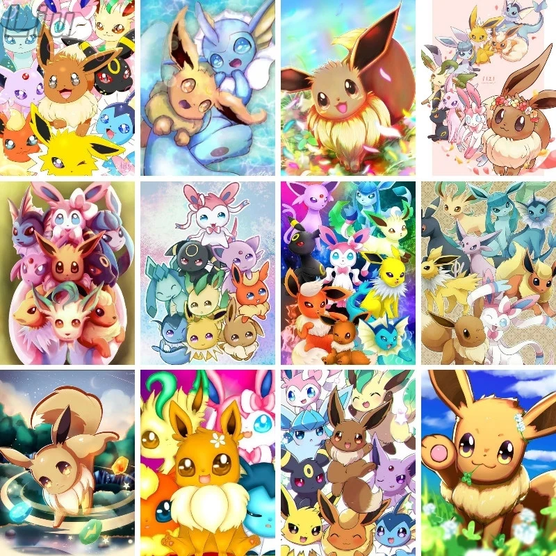 

Покемон Пикачу алмазная живопись своими руками 5D Милая мультяшная аниме искусство постер Алмазная вышивка мозаика Картина декор для спаль...