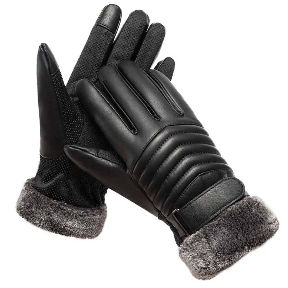 

Cycling Gloves Plain Touch Screen Anti-cold Soft Warm For Riding Outdoor Skiing Climbing Mittens Leather Windproof